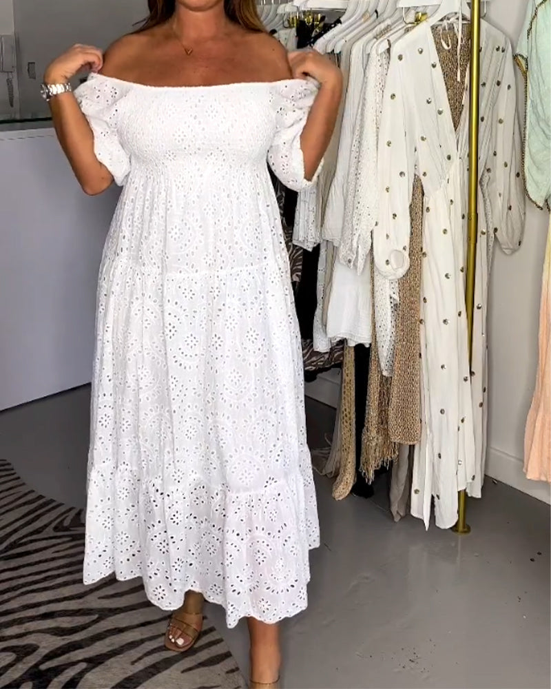 Emma | Elegant Eyelet Maxi Dress - Image 3