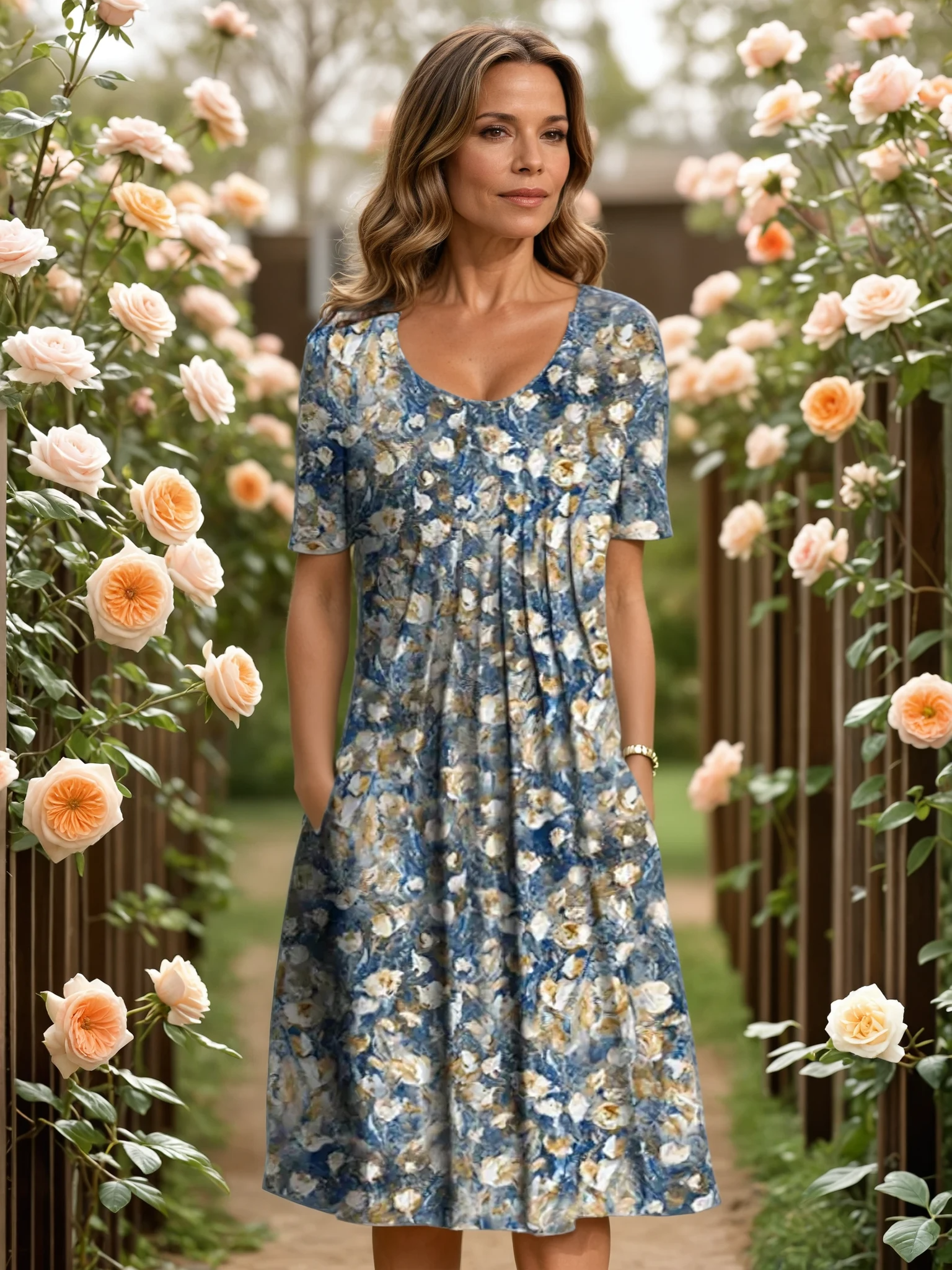 Christina | Elegant Floral Dress with Pockets - Image 3