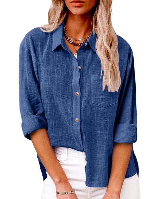 Virginia | Elegant Long Sleeve Linen Shirt for Women - Image 1