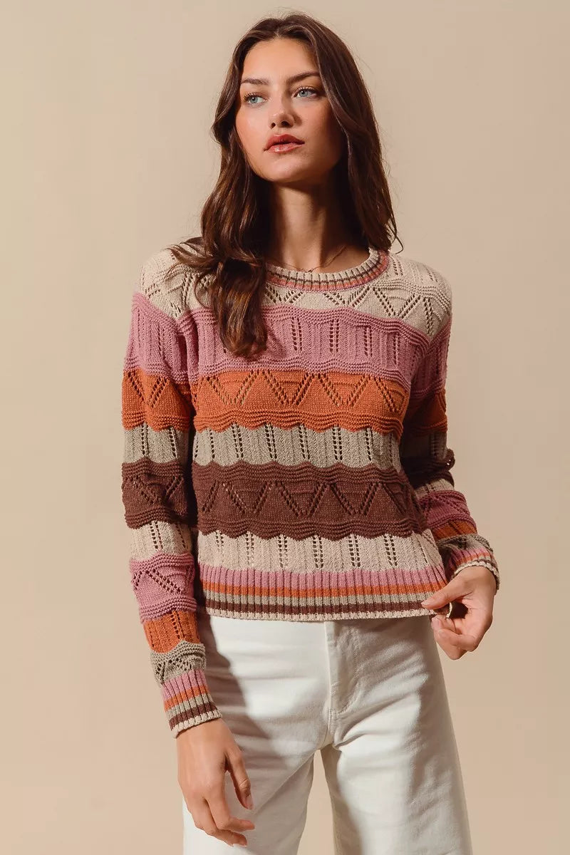 Jamie | Women's Striped Long Sleeve Sweater - Image 1