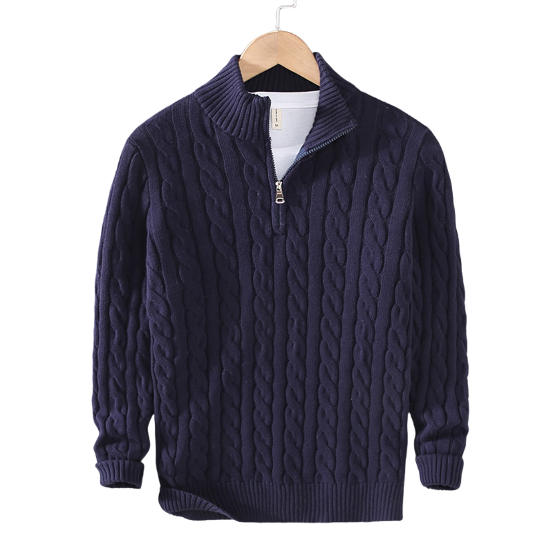 Kevin | Men's Quarter Zip Cable Knit Sweater - Image 2