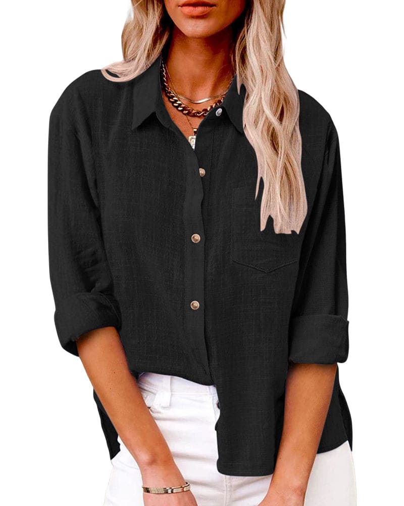 Virginia | Elegant Long Sleeve Linen Shirt for Women - Image 3