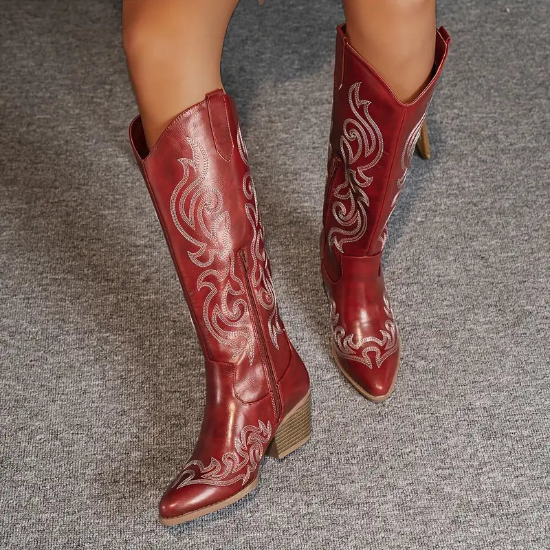 Ann | Women's Embroidered Knee High Cowboy Boots - Image 3
