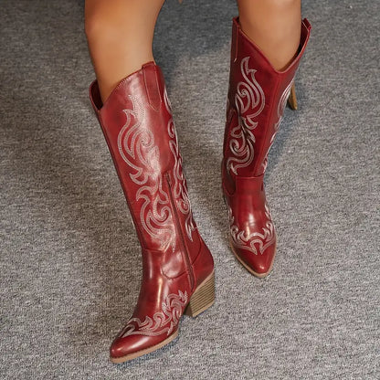 Ann | Women's Embroidered Knee High Cowboy Boots - Image 3