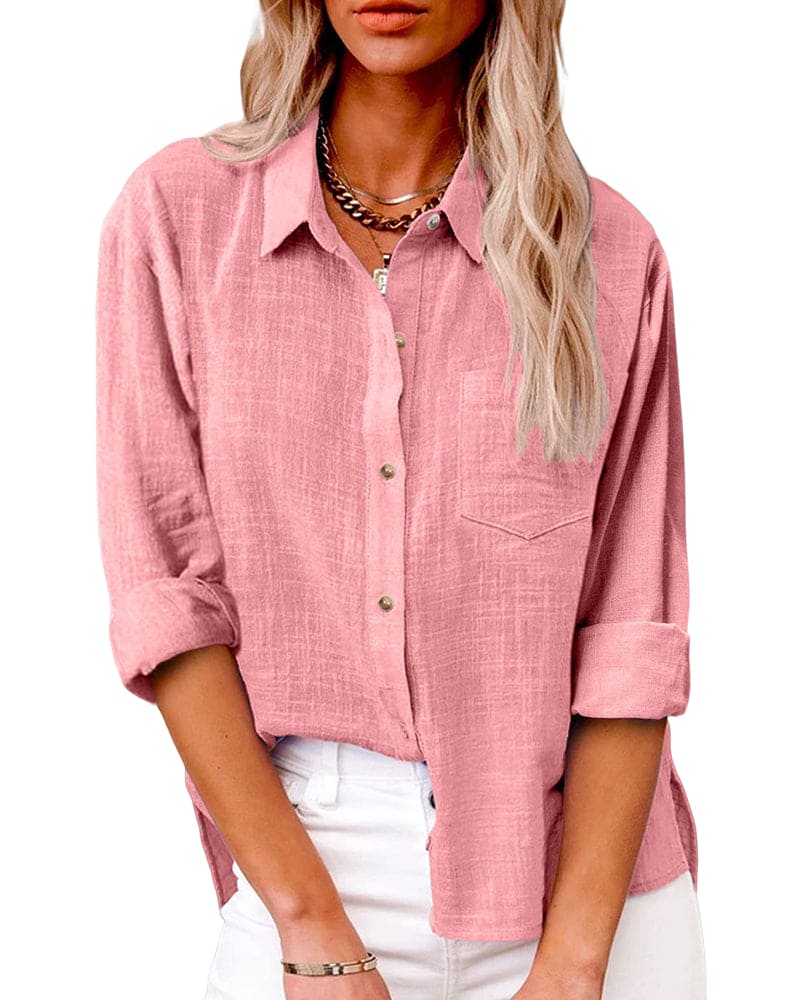 Virginia | Elegant Long Sleeve Linen Shirt for Women - Image 4
