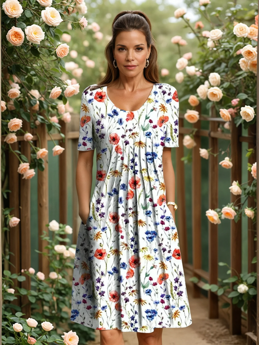 Christina | Elegant Floral Dress with Pockets - Image 1
