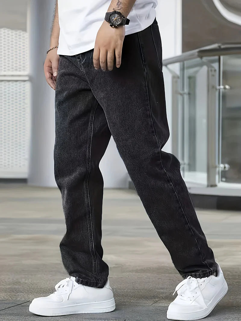 Jeremy | Men's Stylish Cotton Straight Leg Jeans - Image 1