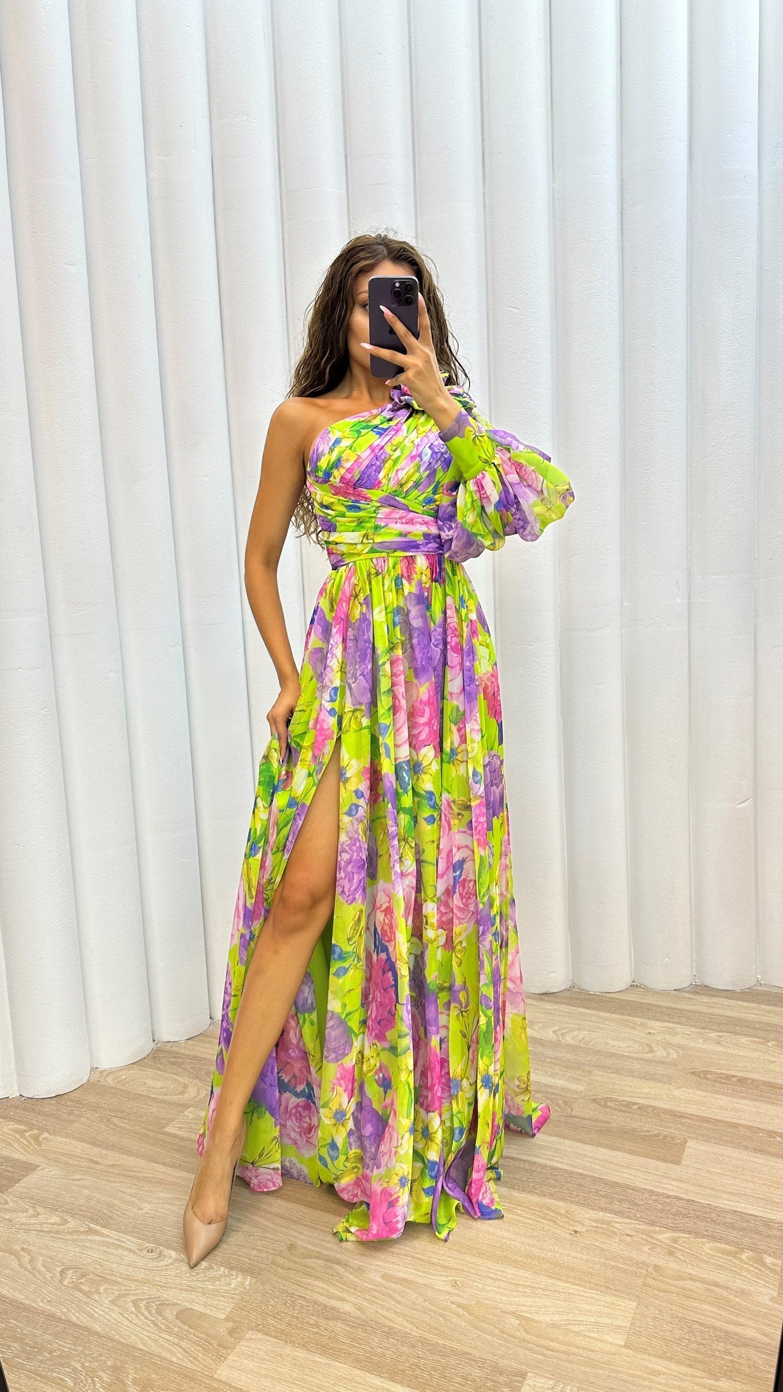 Whitney | Elegant Flowy Shoulder Dress for Summer Events - Image 4