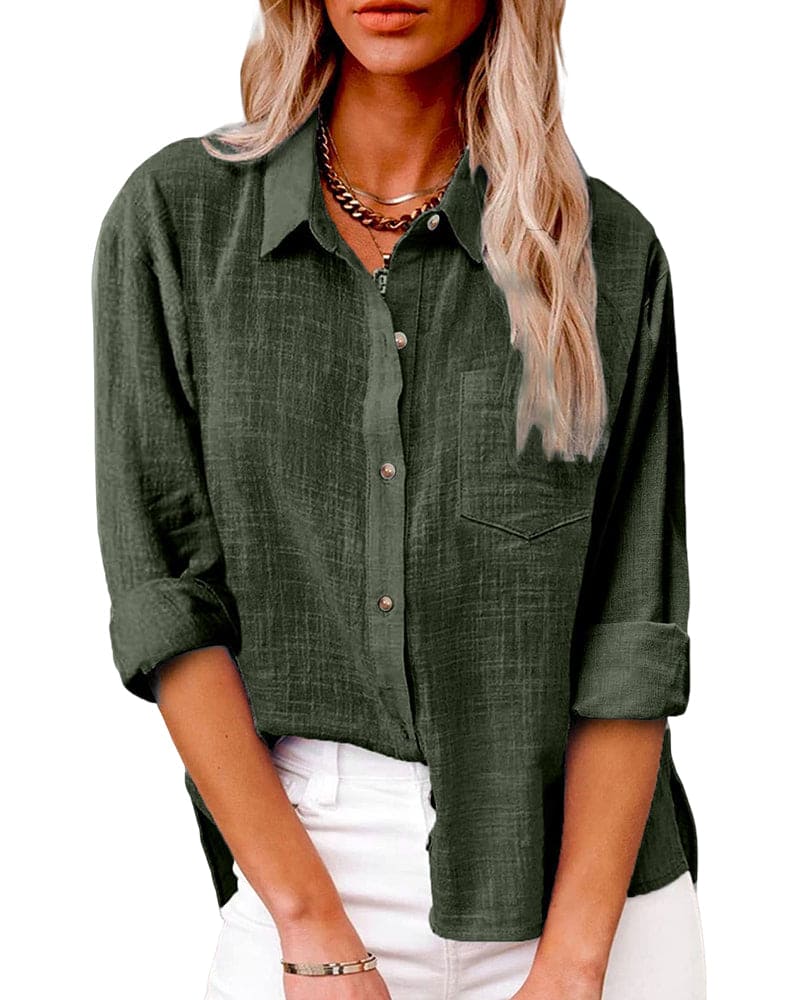 Virginia | Elegant Long Sleeve Linen Shirt for Women - Image 5