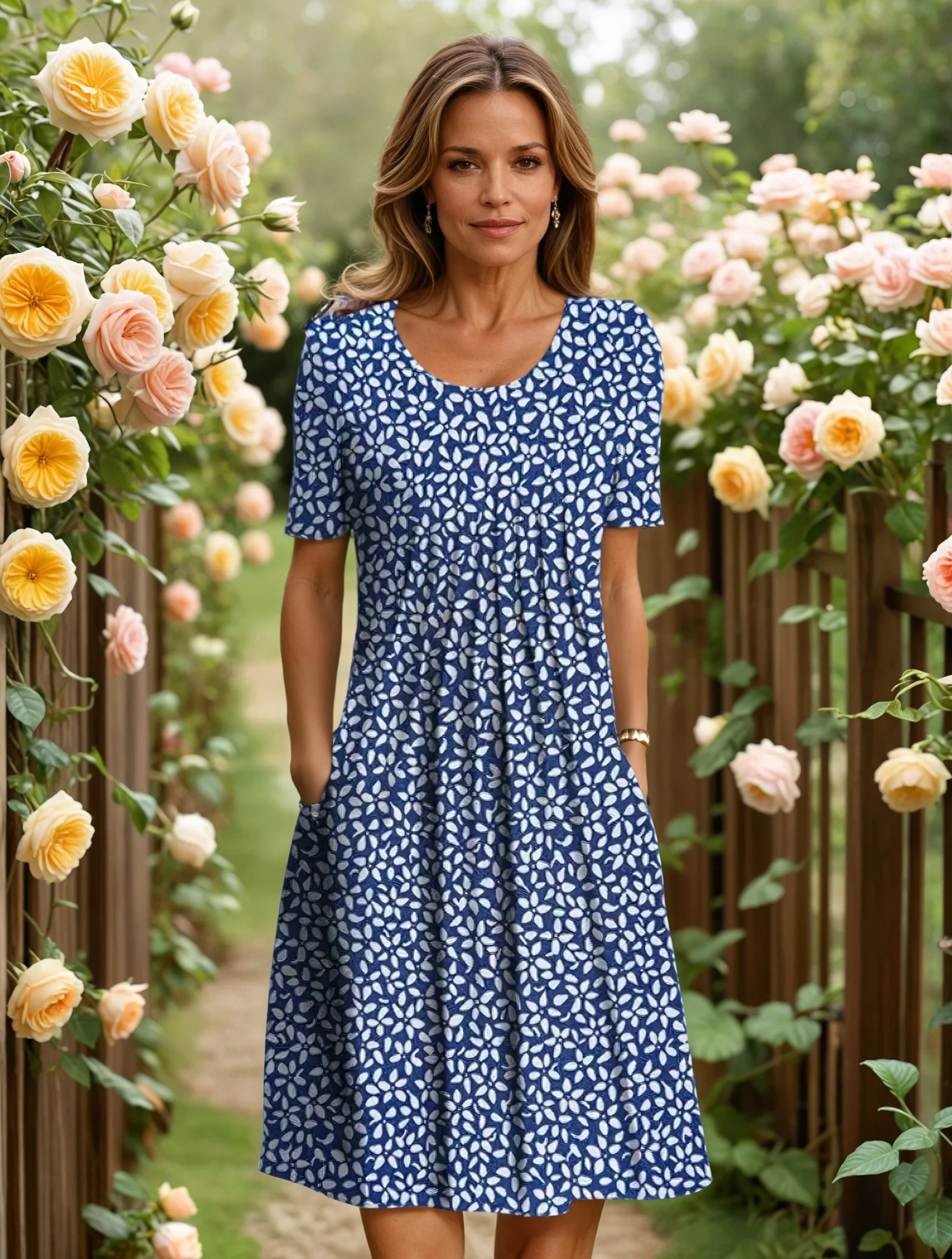 Christina | Elegant Floral Dress with Pockets - Image 4