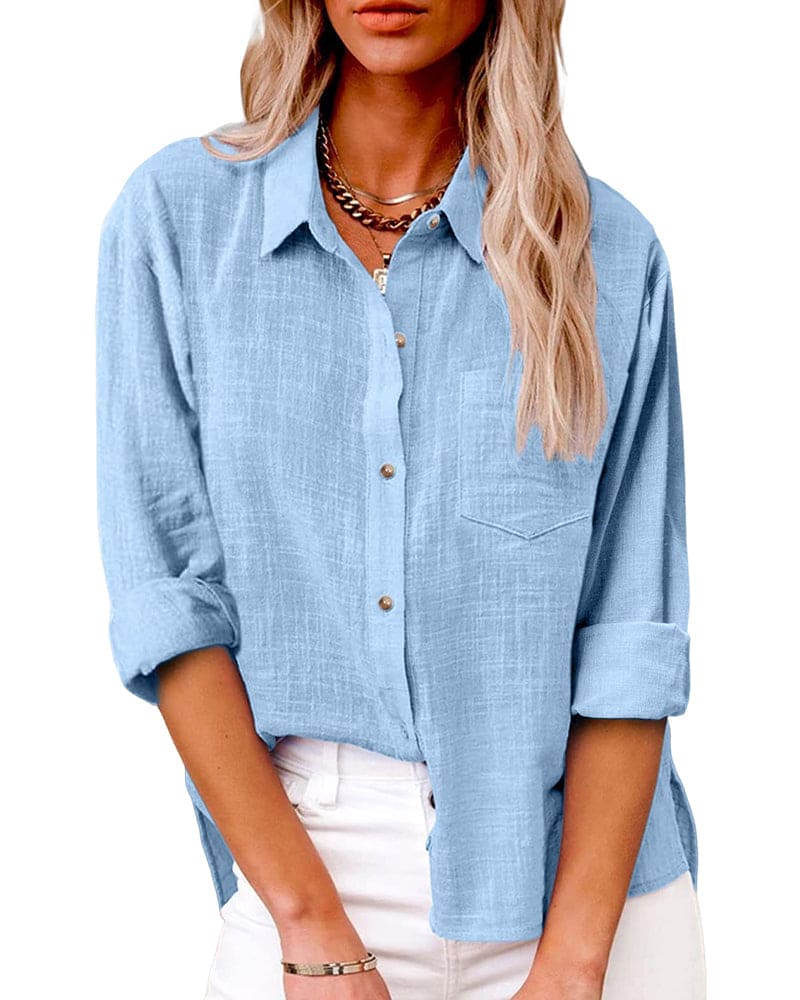 Virginia | Elegant Long Sleeve Linen Shirt for Women - Image 2