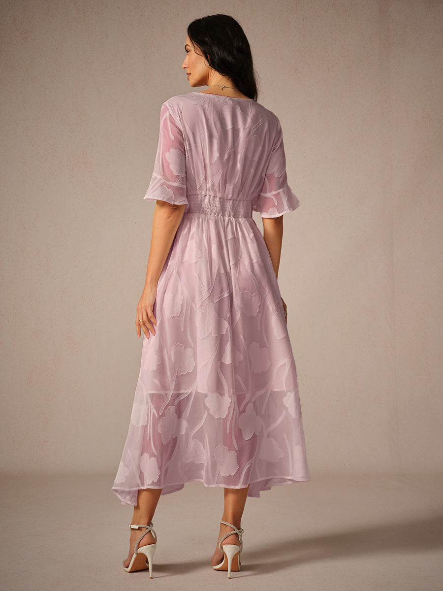 Couture-moda | Elegant Maxi Dress with Flutter Sleeves and Lace Detailing - Image 7
