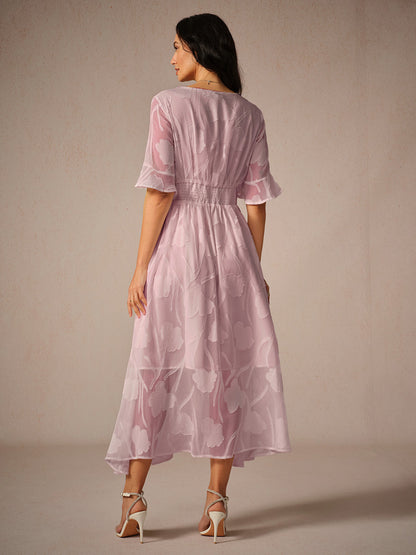 Couture-moda | Elegant Maxi Dress with Flutter Sleeves and Lace Detailing - Image 7