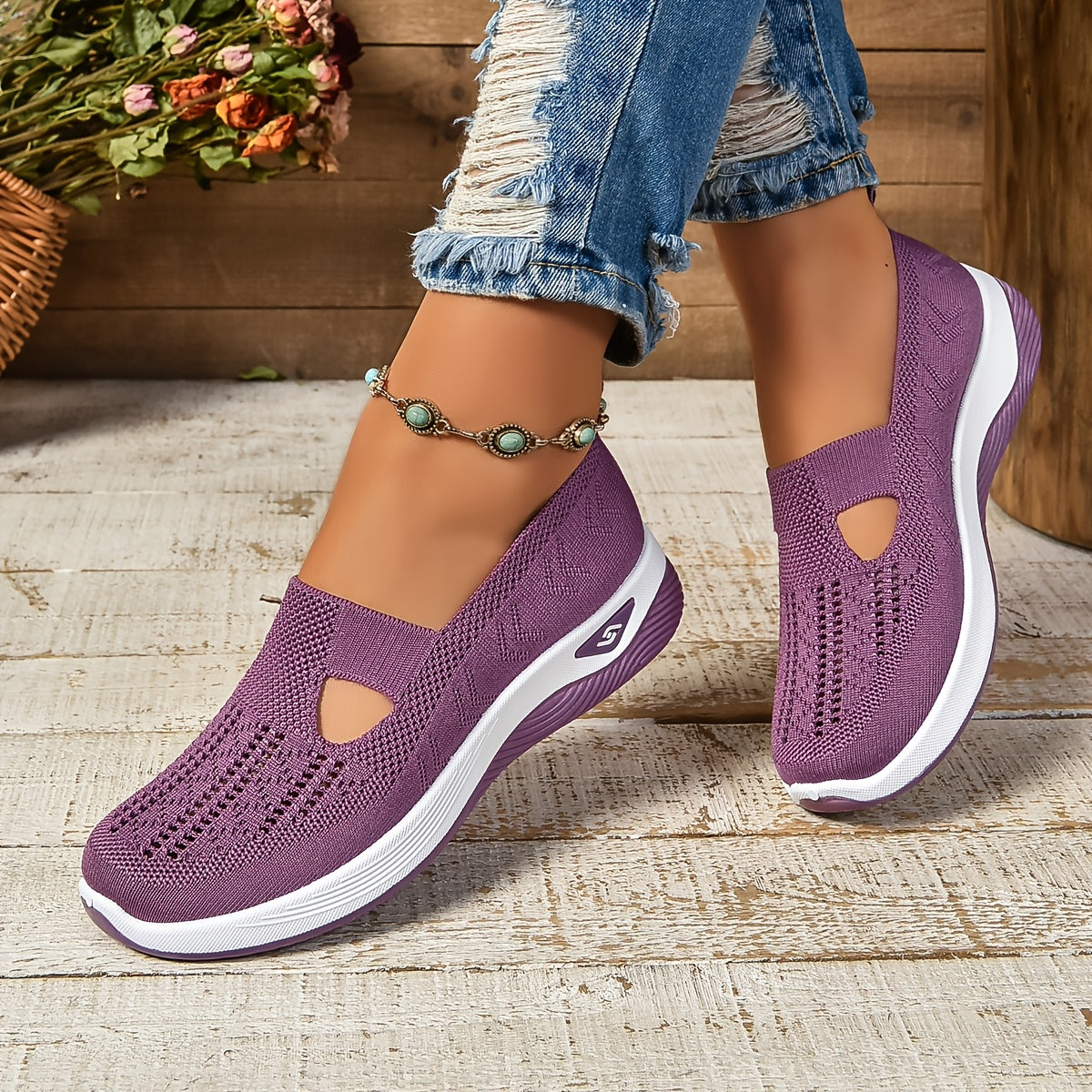 Barbara | Stylish Low-Cut Sneakers - Breathable Knit and Cushioned Comfort - Image 3