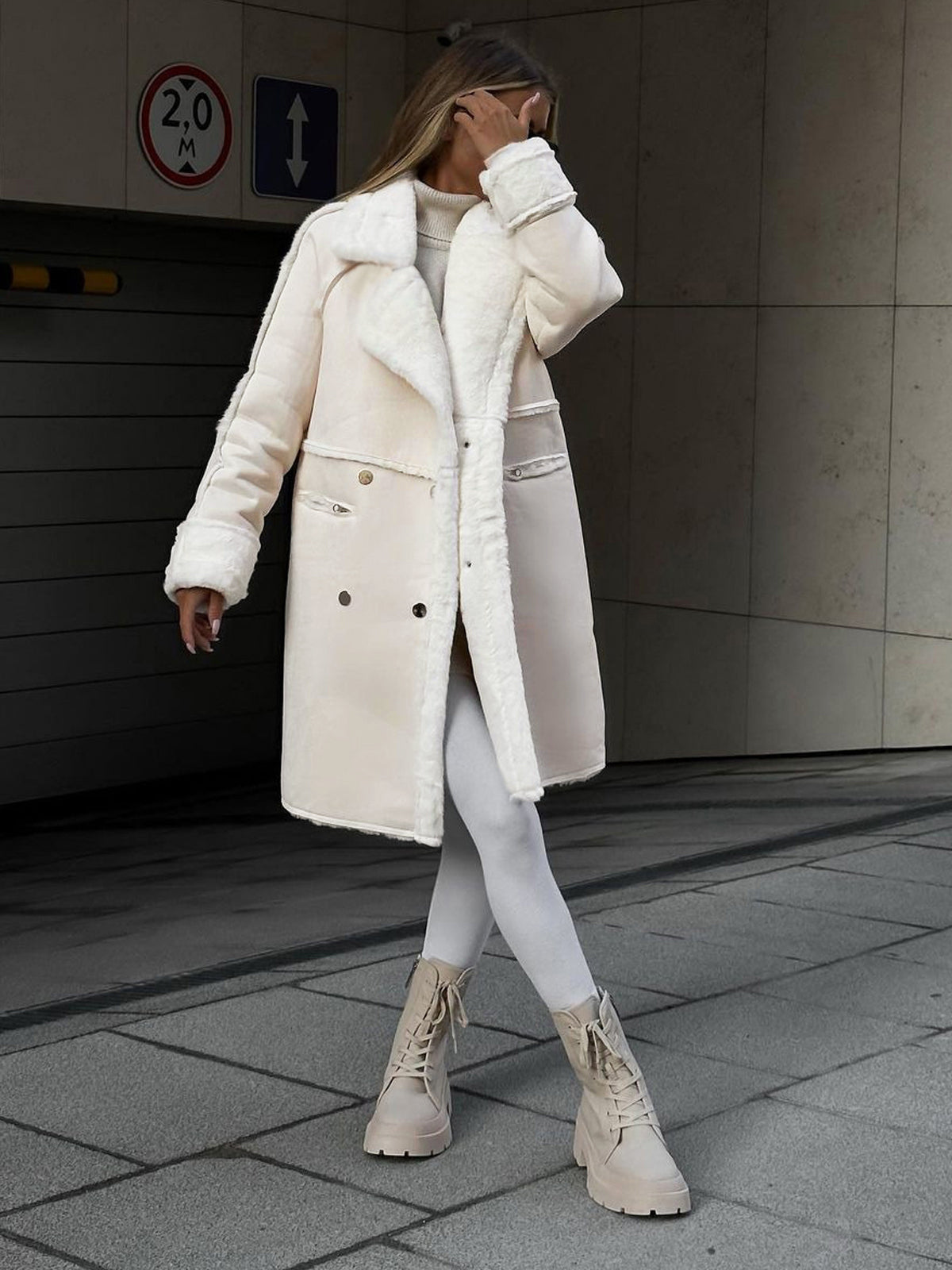 June | Women's Oversized Faux Shearling Coat - Image 5
