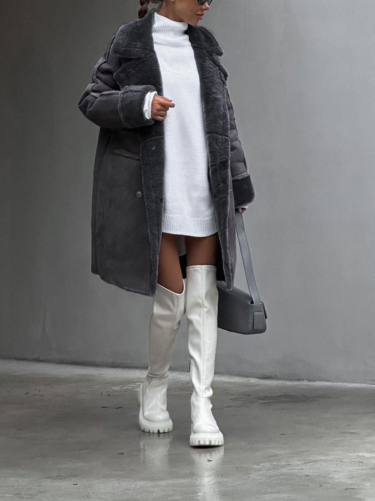 June | Women's Oversized Faux Shearling Coat - Image 4