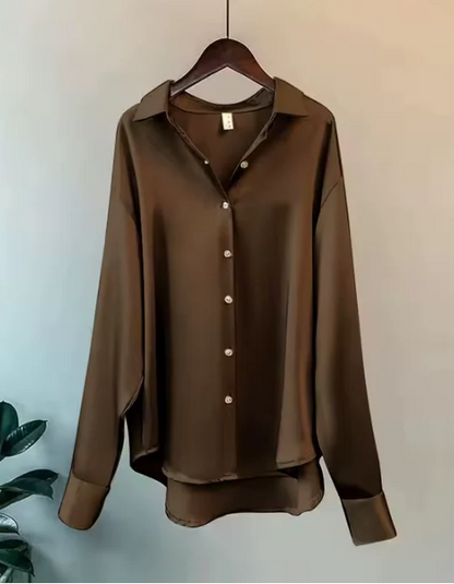 Olive | Elegant Fit Blouse with Soft Sheen