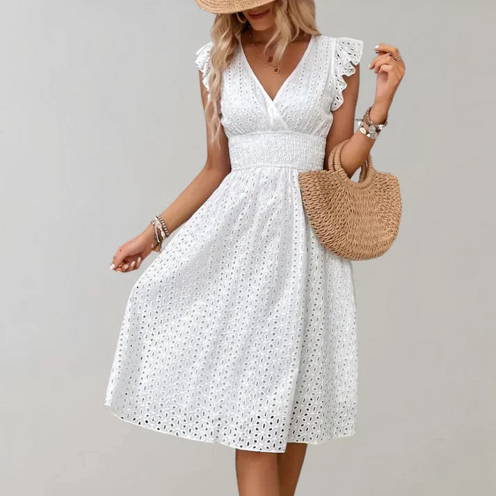 Priscilla | Stylish Dress with Flutter Sleeves - Image 2