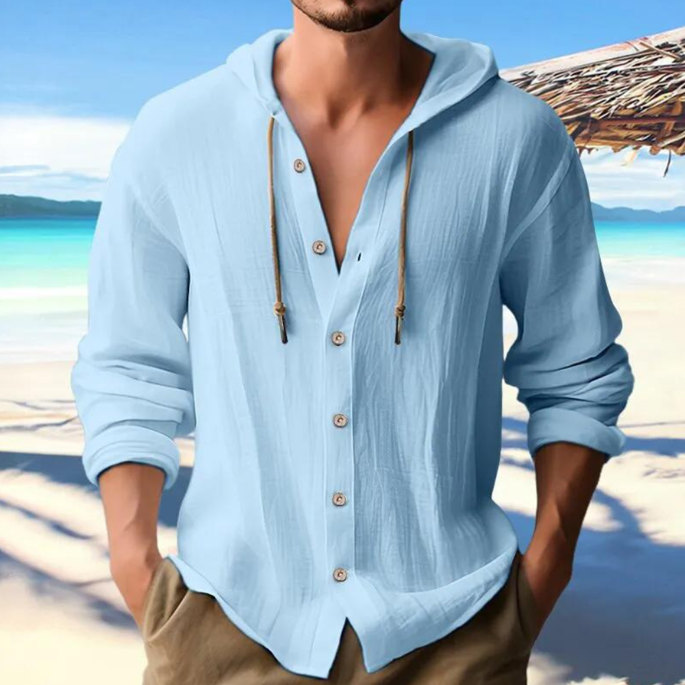 Michael | Men's Hooded Long Sleeve Shirt - Image 5