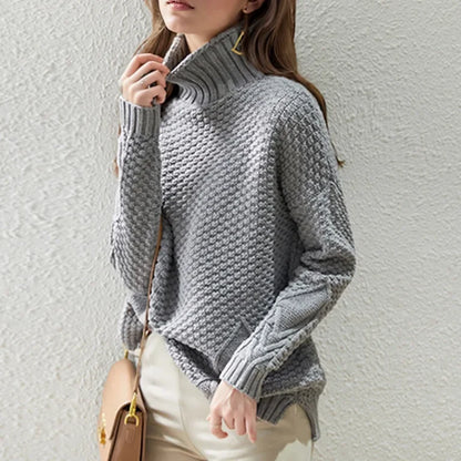 Joanna | Women's Cable Knit Turtleneck Sweater - Image 3