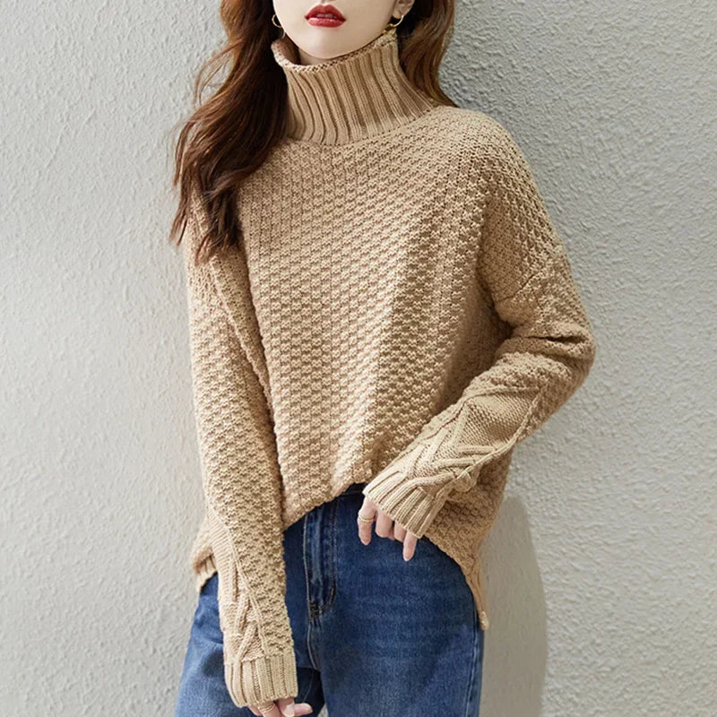 Joanna | Women's Cable Knit Turtleneck Sweater - Image 4