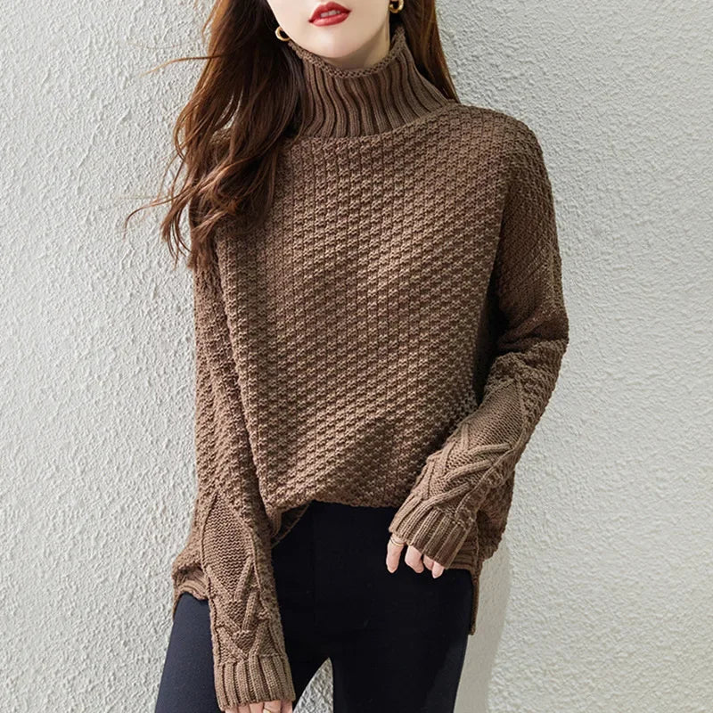 Joanna | Women's Cable Knit Turtleneck Sweater - Image 1