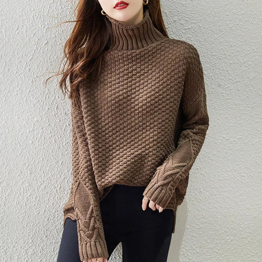 Joanna | Women's Cable Knit Turtleneck Sweater - Image 1