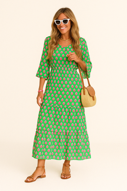 Lisa | Elegant Floral Midi Dress for Effortless Style - Image 2