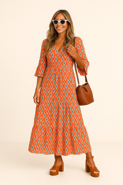 Lisa | Elegant Floral Midi Dress for Effortless Style - Image 3