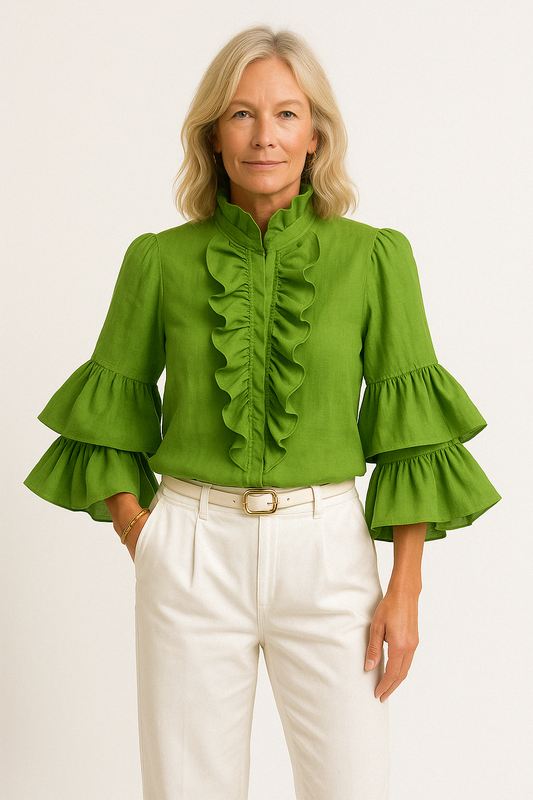 Raegan | Women’s Blouse – Stylish Loose Fit – Ruffled Long Sleeve – Lightweight & Breathable - Image 1