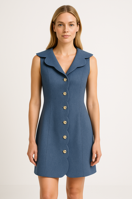 Olivia-johnson | Women's Denim Dress - Sleek Sleeveless Style - Image 1