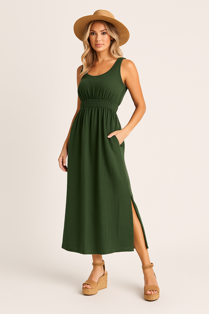 Alma-hansen | Casual Midi A-line Dress - Lightweight and Breathable - Image 2