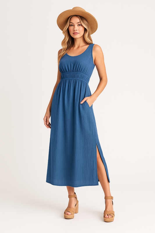 Alma-hansen | Casual Midi A-line Dress - Lightweight and Breathable - Image 1