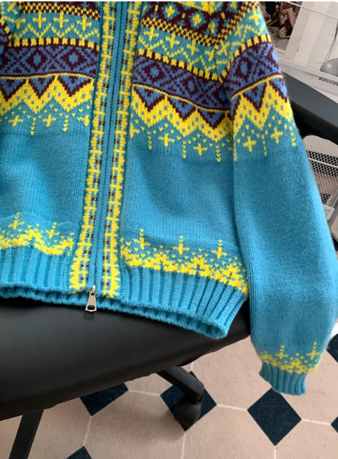 Sadie | Women's Zip-Up Fair Isle Hooded Sweater - Image 4