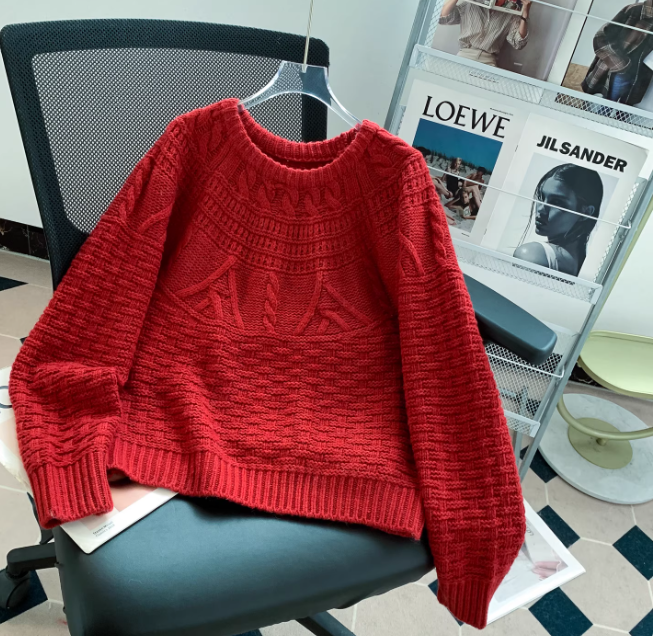 Jane | Women's Crewneck Cable Knit Sweater - Image 3