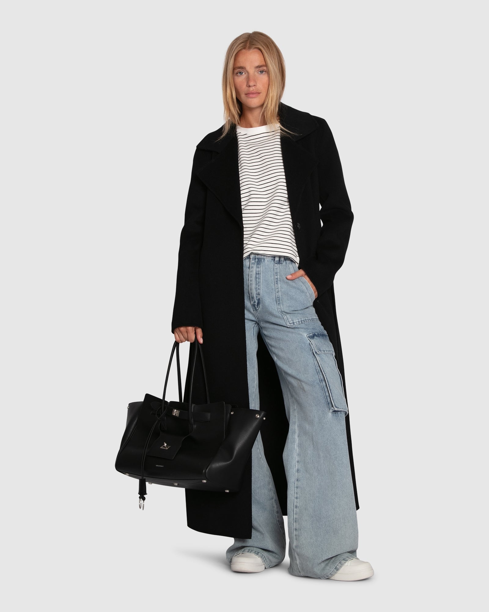 Patricia | Stylish Boyfriend Maxi Coat - Black - Image 5