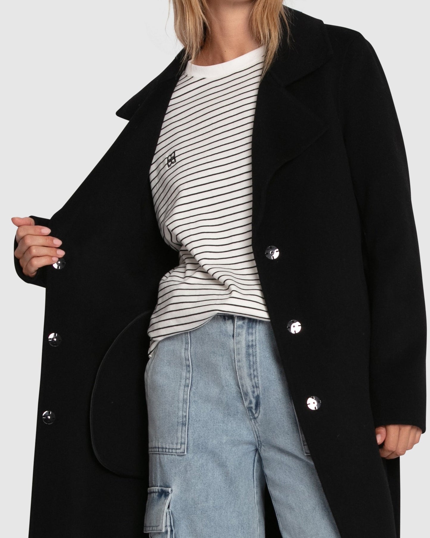 Patricia | Stylish Boyfriend Maxi Coat - Black - Image 6