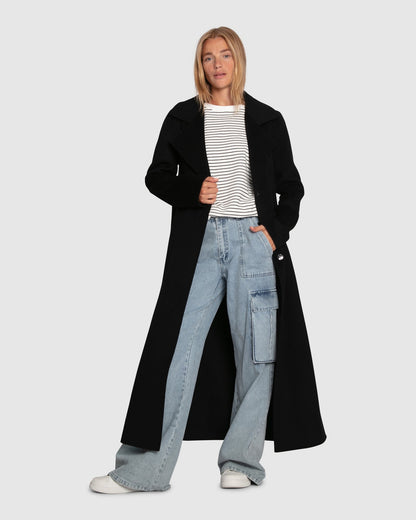 Patricia | Stylish Boyfriend Maxi Coat - Black - Image 7