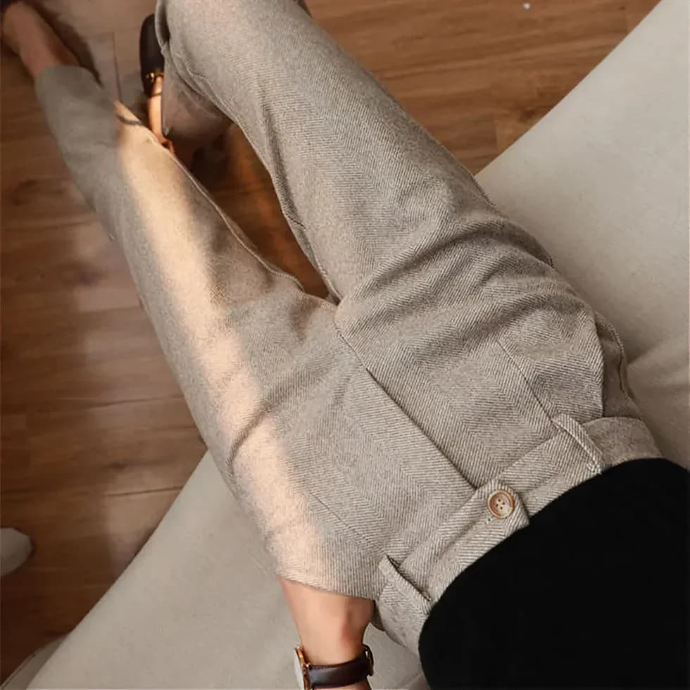Dennis | Women's Herringbone Pleated Pants - Image 4