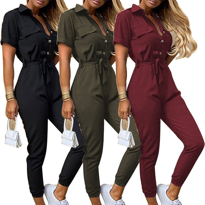 Reese | Lightweight Structured Fit Short Sleeve Jumpsuit With Button Closure - Image 14