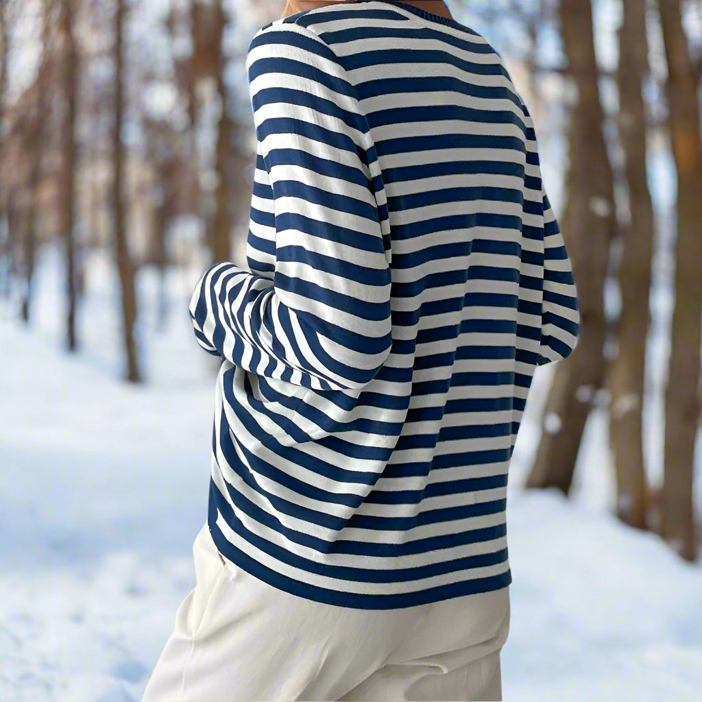 Gail | Striped Cotton Long Sleeve T-Shirt for Women - Image 8