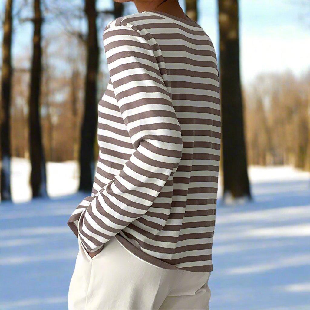 Gail | Striped Cotton Long Sleeve T-Shirt for Women - Image 9