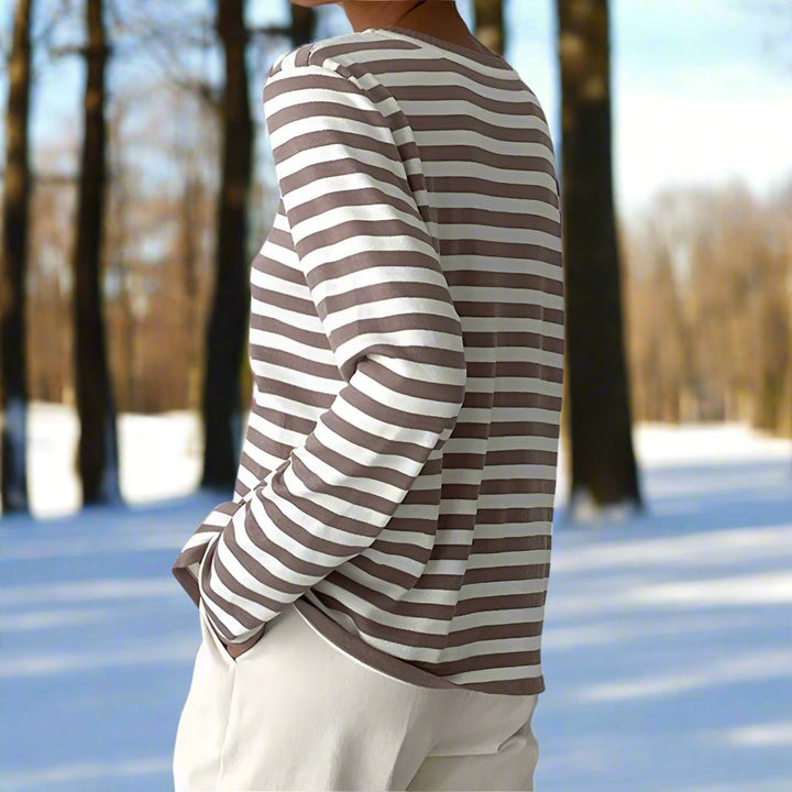 Gail | Striped Cotton Long Sleeve T-Shirt for Women - Image 9