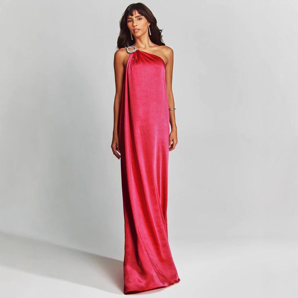 Couture-moda | Elegant Women’s Evening Dress – Satin One-Shoulder Design - Image 2