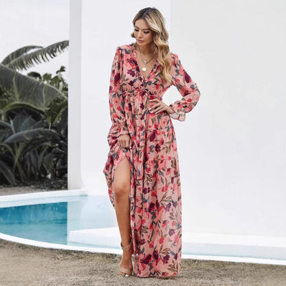 Judith | Elegant Floral Print Maxi Dress with Long Sleeves - Image 4