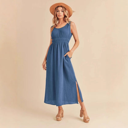 Alma-hansen | Casual Midi A-line Dress - Lightweight and Breathable - Image 3