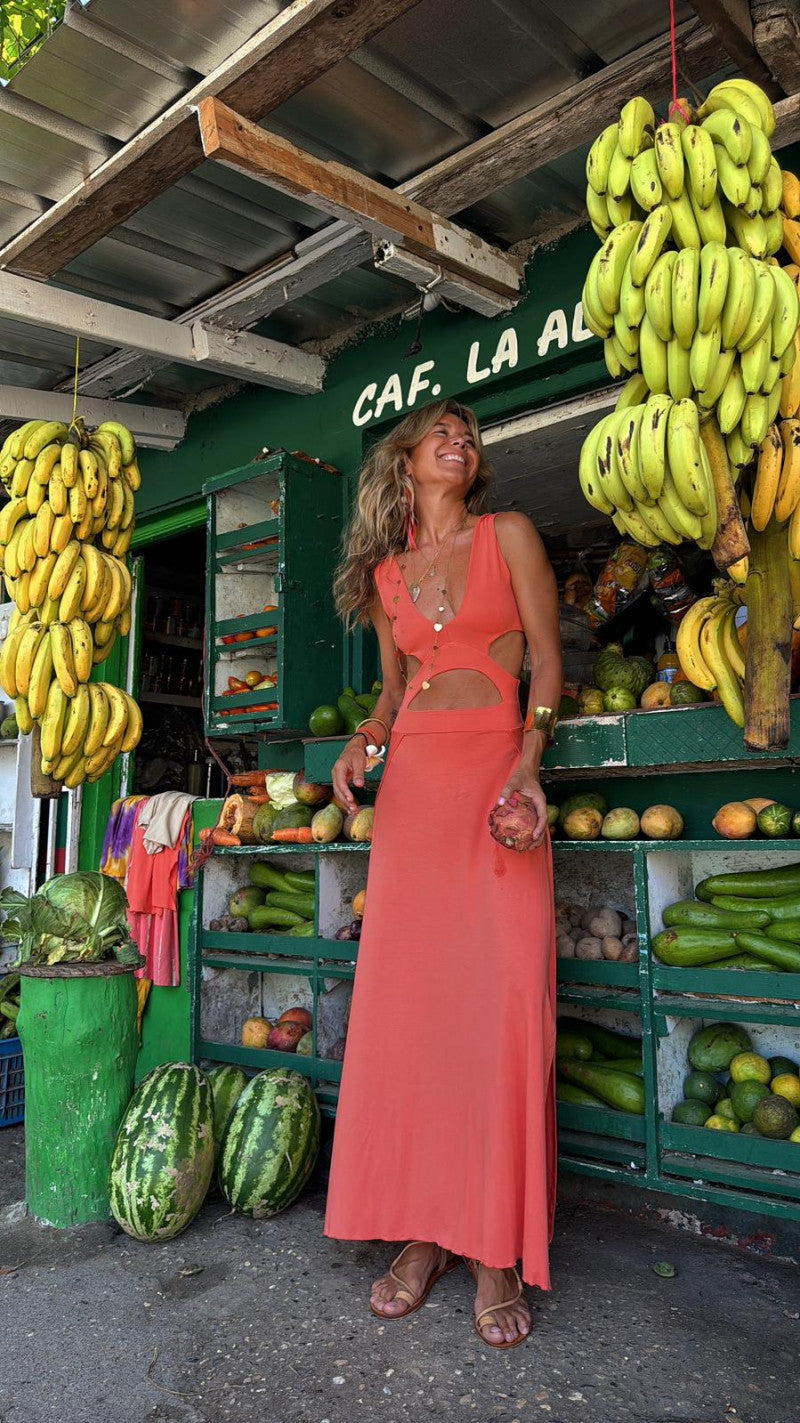 Jamie | Bold Print Maxi Dress with Cut-Outs and Slit - Image 5