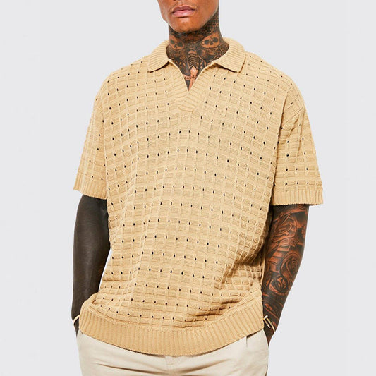 Tony | Breathable Cotton Blend Short Sleeve V-Neck Polo Shirt - Image 1