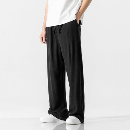 Jeffrey | Men’s Casual Linen Blend Trousers – Loose Fit – Full Length – Comfortable Drawstring Waist - Image 5