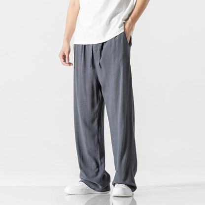 Jeffrey | Men’s Casual Linen Blend Trousers – Loose Fit – Full Length – Comfortable Drawstring Waist - Image 7